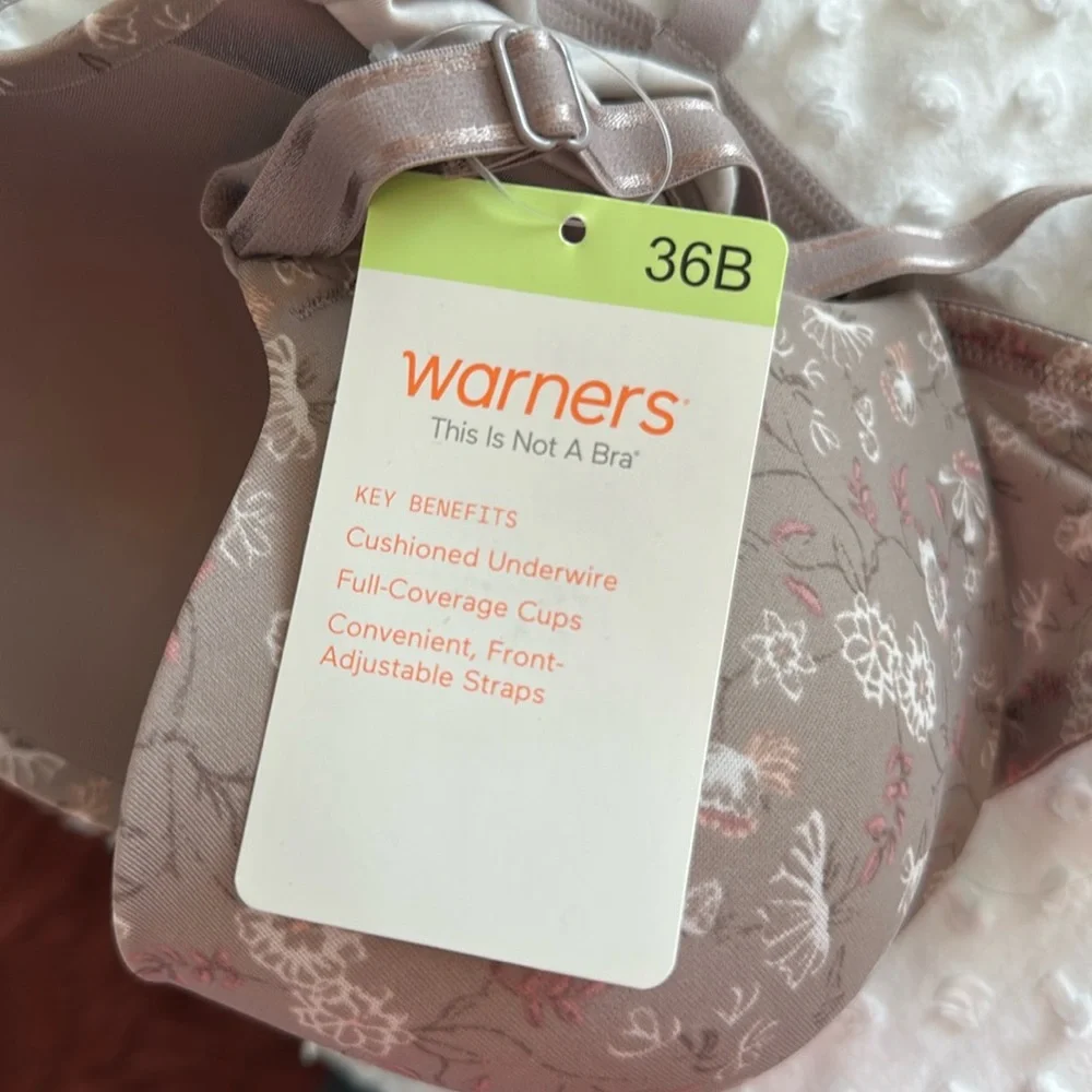 Warners Floral Brown/Taupe Bra Size 36B - Picture 2 of 5